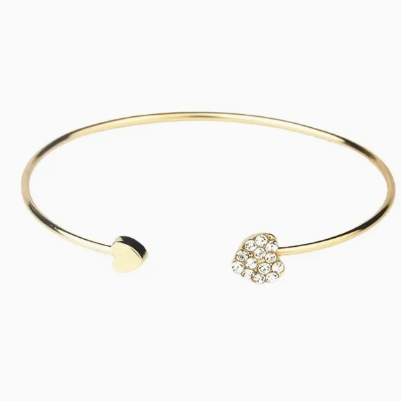 2 for $12 Adjustable Love Heart Silver and Gold-tone Bangle Bracelets - Picture 3 of 13